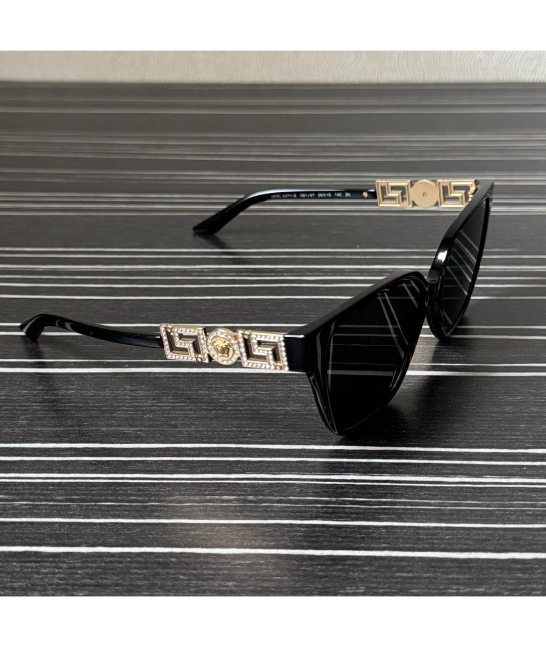 VERSACE Черные пластиковые солнцезащитные очки, фото 2