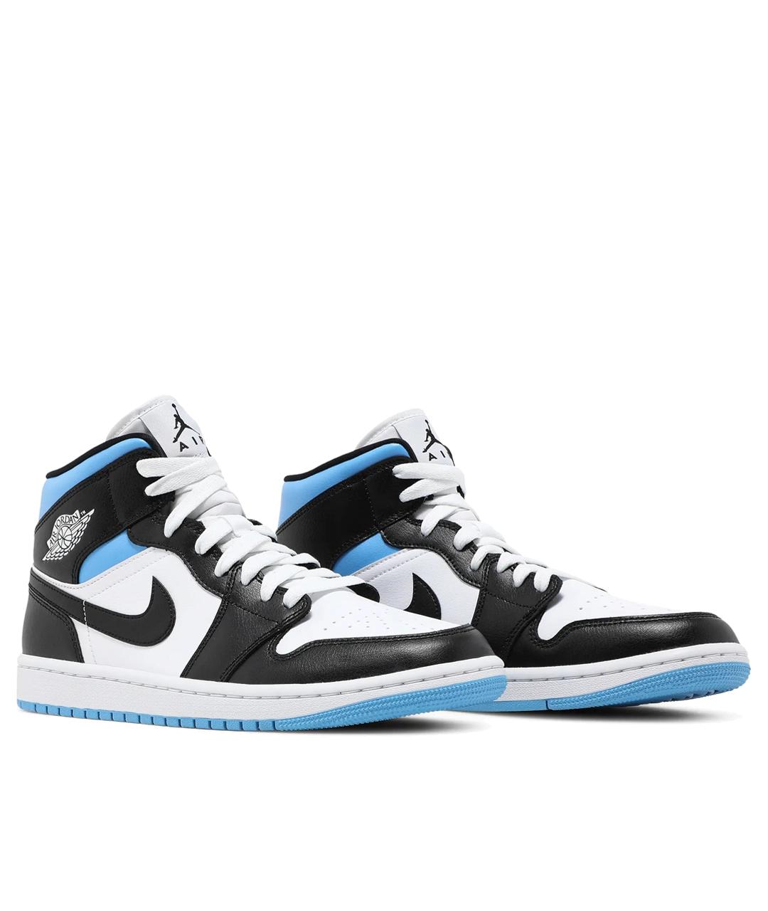 JORDAN Синие кожаные высокие кроссовки / кеды, фото 2