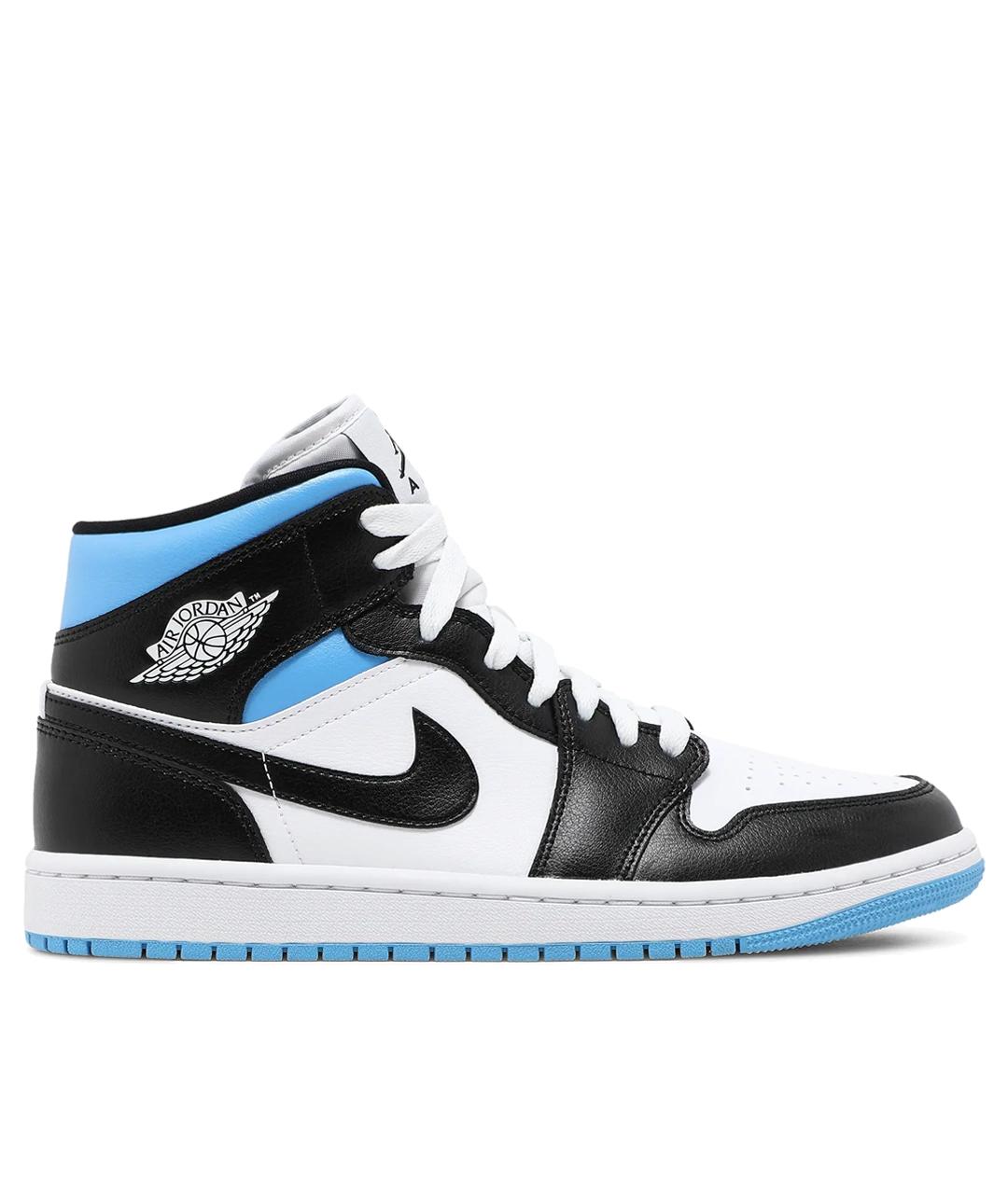 JORDAN Синие кожаные высокие кроссовки / кеды, фото 1