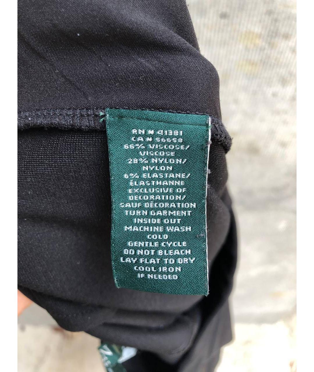 RALPH LAUREN Черные вискозные прямые брюки, фото 3