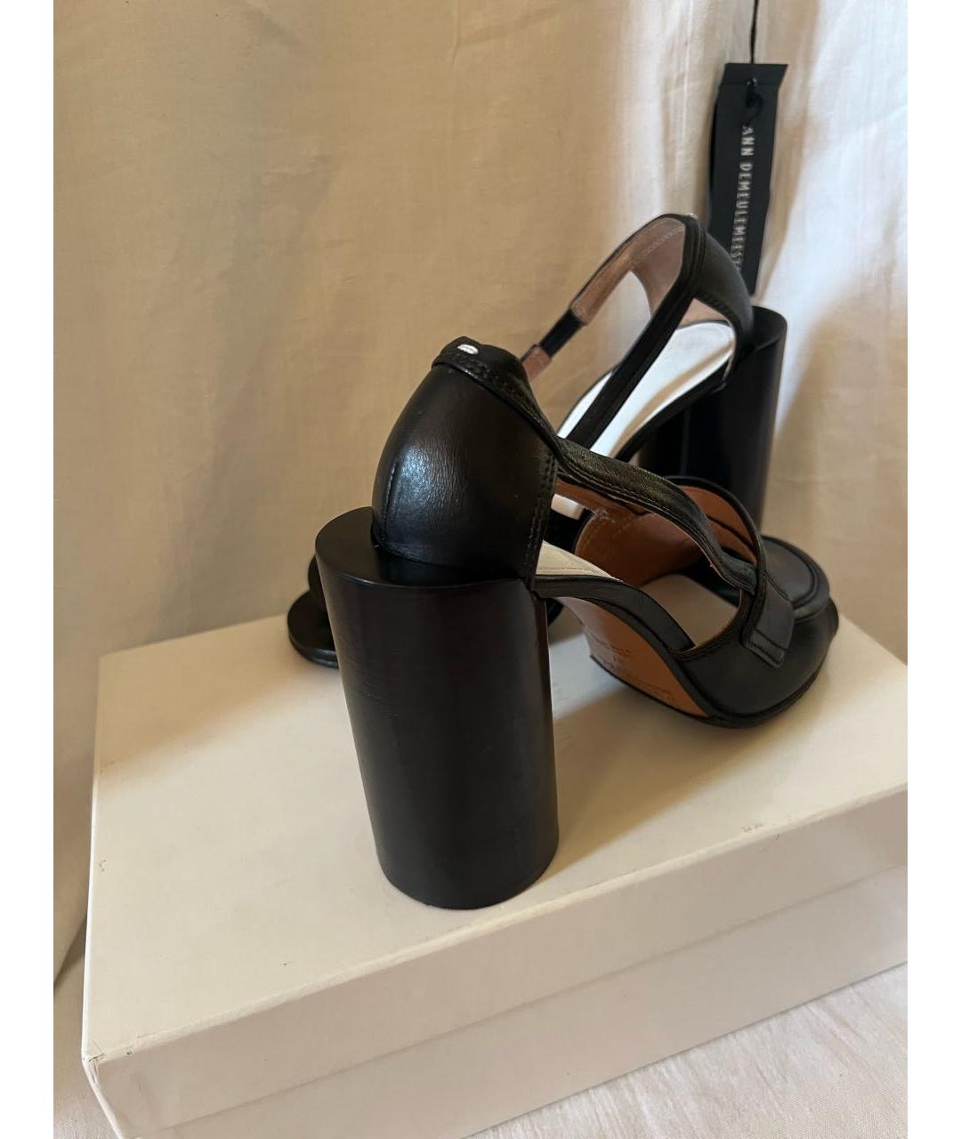 MAISON MARGIELA Черные кожаные босоножки, фото 2