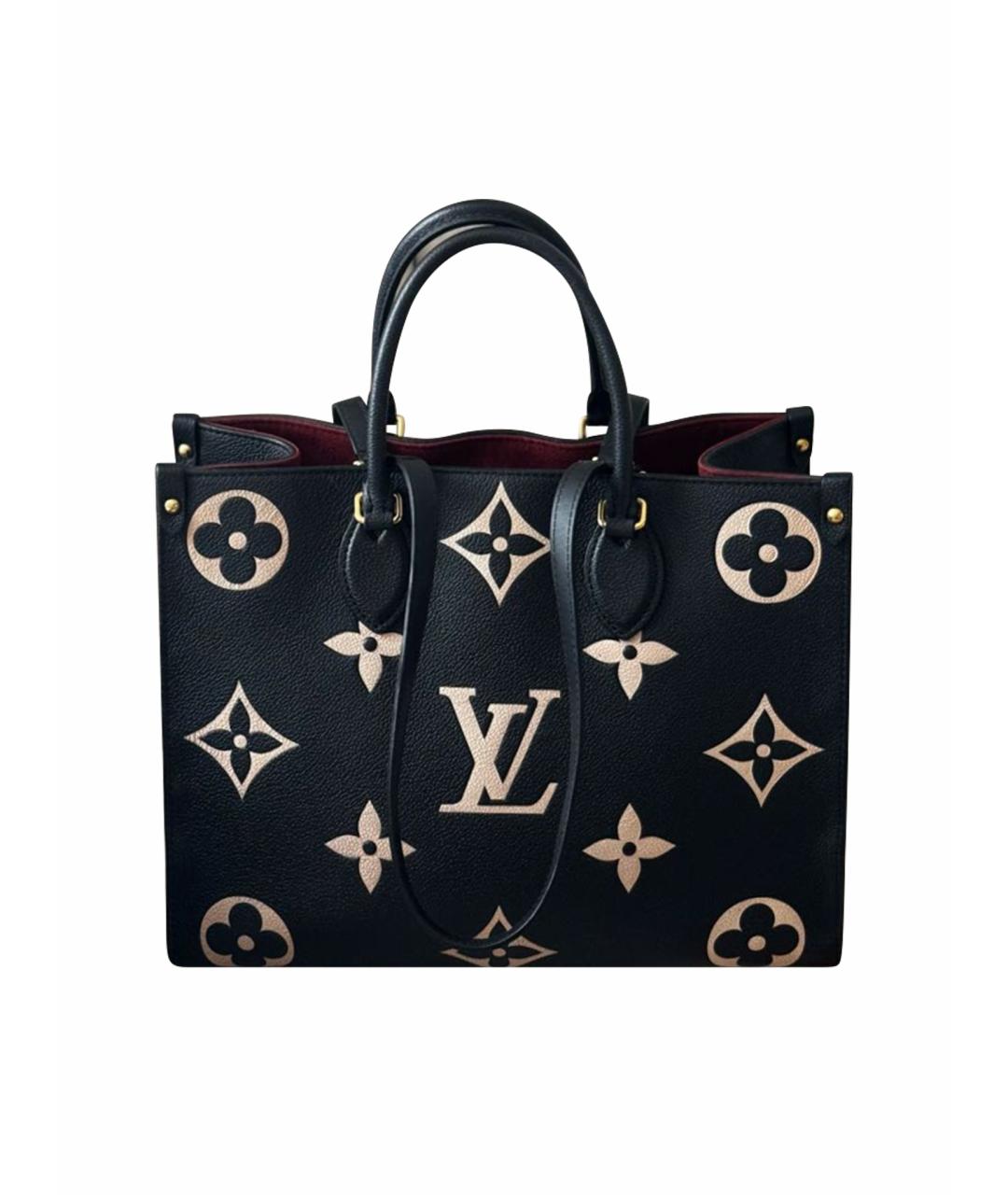 LOUIS VUITTON Черная кожаная сумка тоут, фото 1