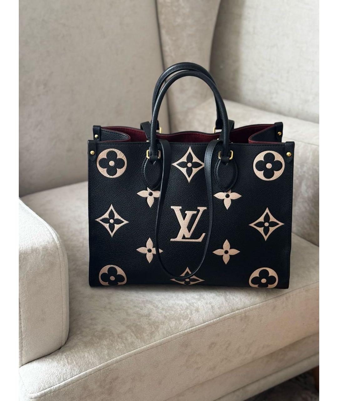 LOUIS VUITTON Черная кожаная сумка тоут, фото 9