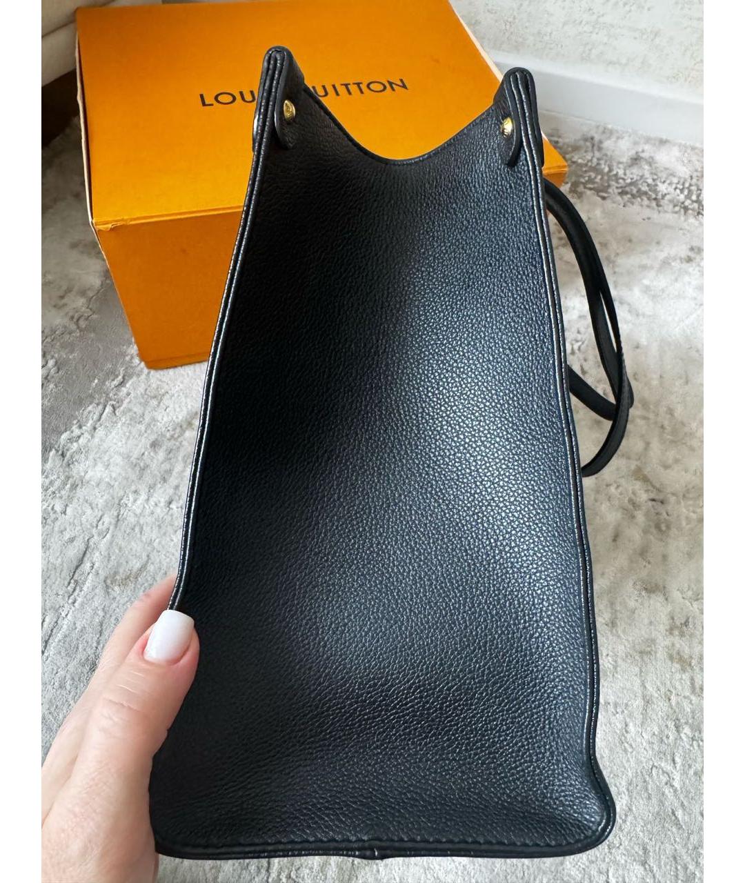 LOUIS VUITTON Черная кожаная сумка тоут, фото 4
