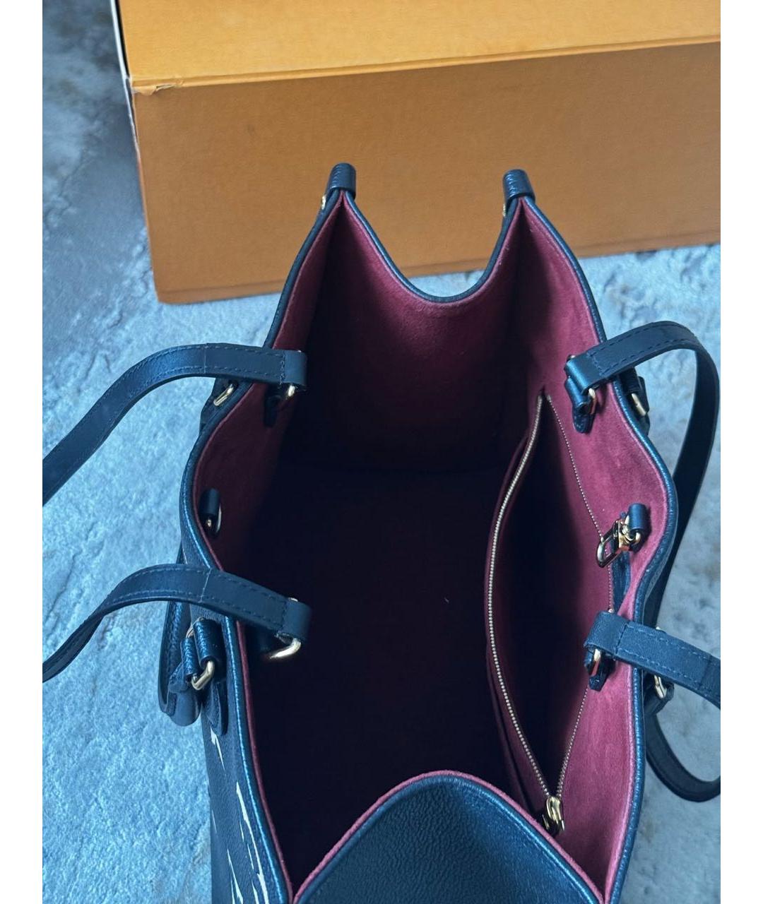 LOUIS VUITTON Черная кожаная сумка тоут, фото 5