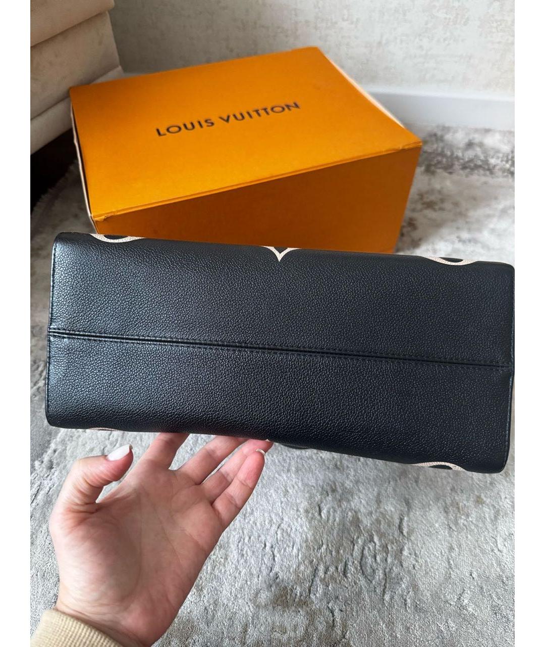 LOUIS VUITTON Черная кожаная сумка тоут, фото 6