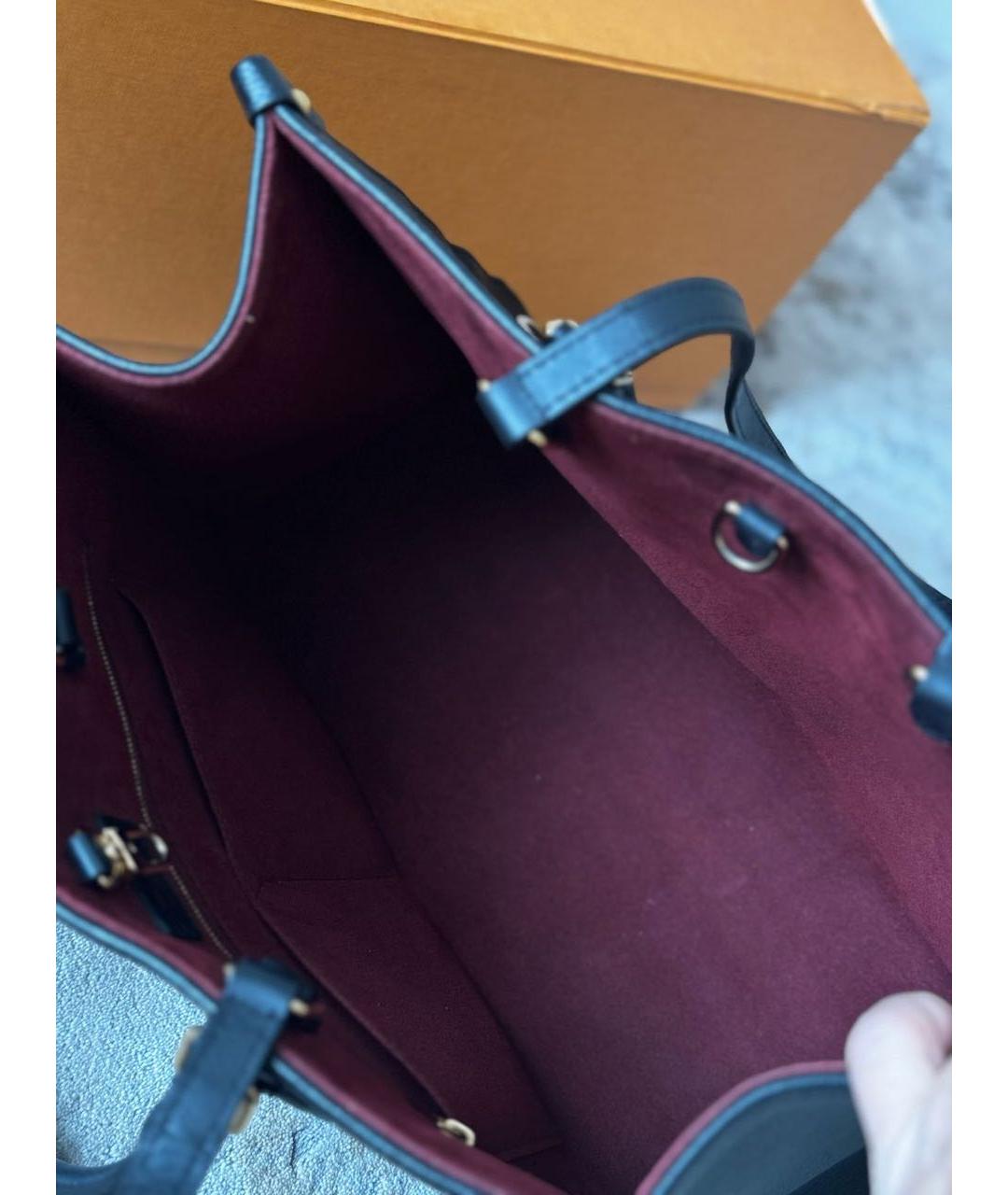 LOUIS VUITTON Черная кожаная сумка тоут, фото 8
