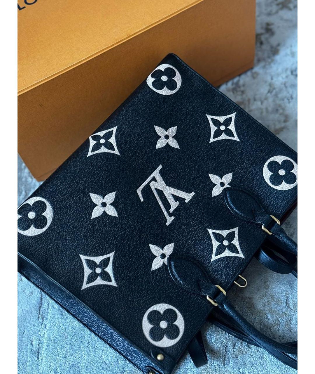 LOUIS VUITTON Черная кожаная сумка тоут, фото 3