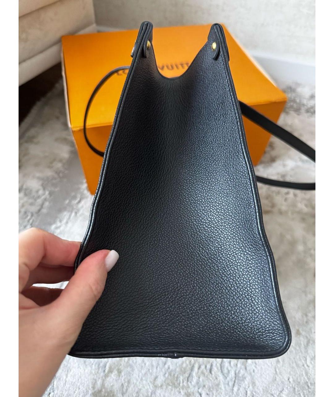 LOUIS VUITTON Черная кожаная сумка тоут, фото 7