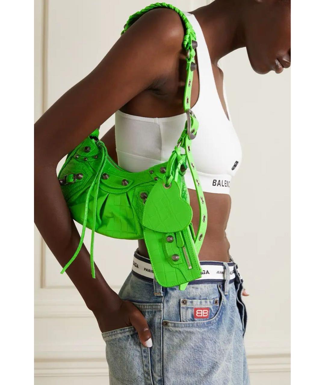 BALENCIAGA Зеленая кожаная сумка через плечо, фото 3