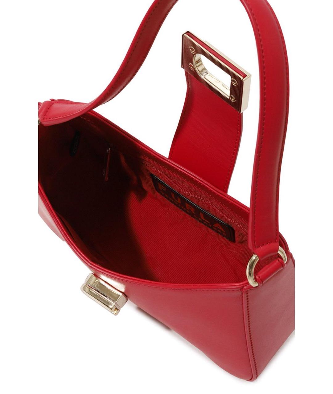 FURLA Красная кожаная сумка с короткими ручками, фото 4
