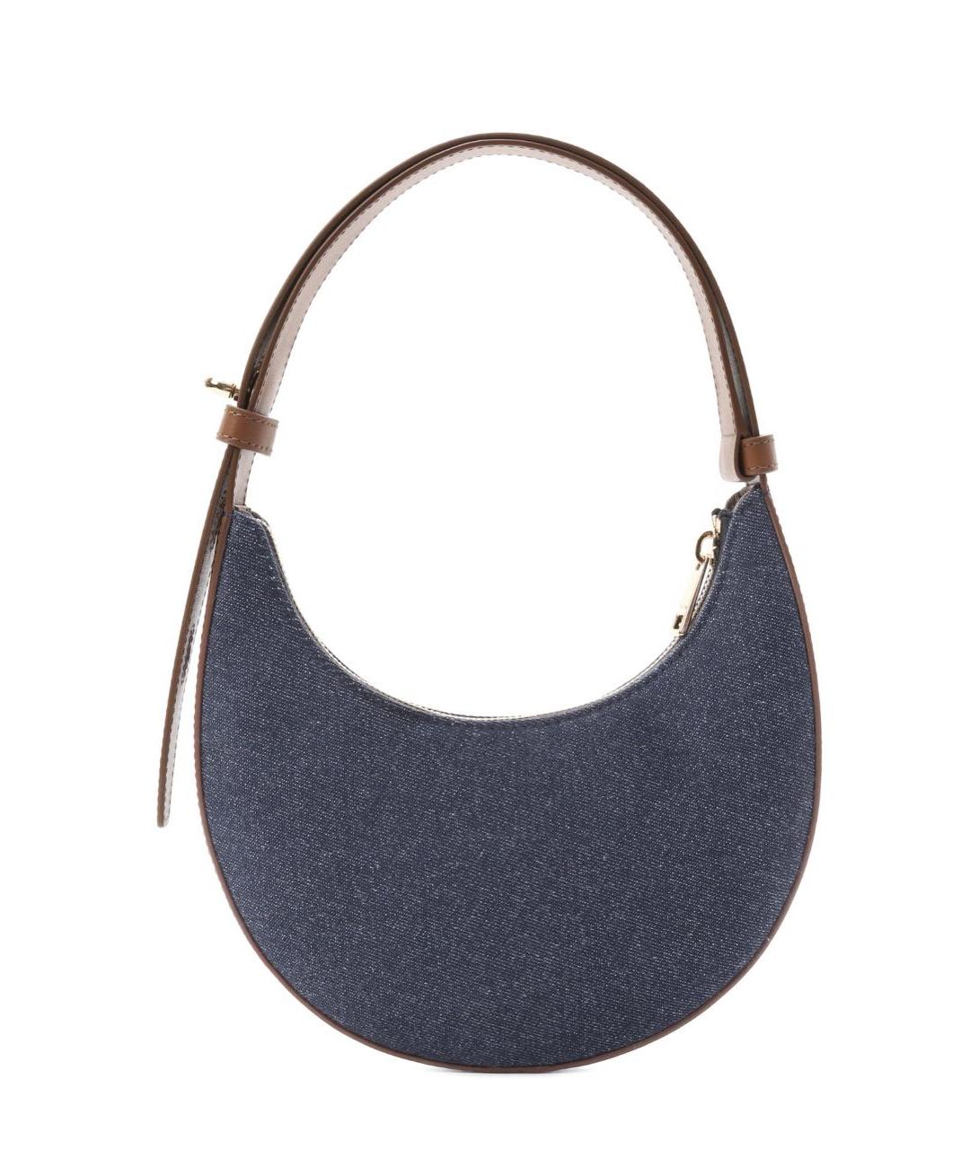 FURLA Темно-синяя хлопковая сумка с короткими ручками, фото 3
