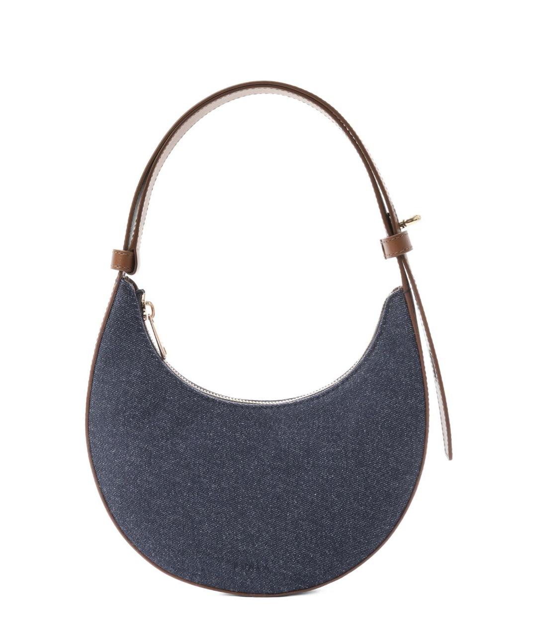 FURLA Темно-синяя хлопковая сумка с короткими ручками, фото 1