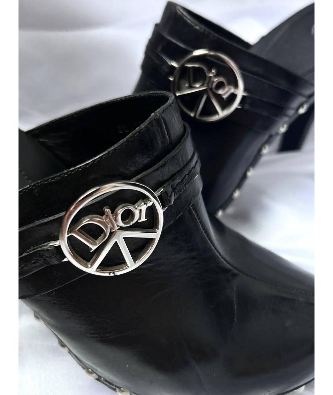 CHRISTIAN DIOR Черные кожаные сабо, фото 5