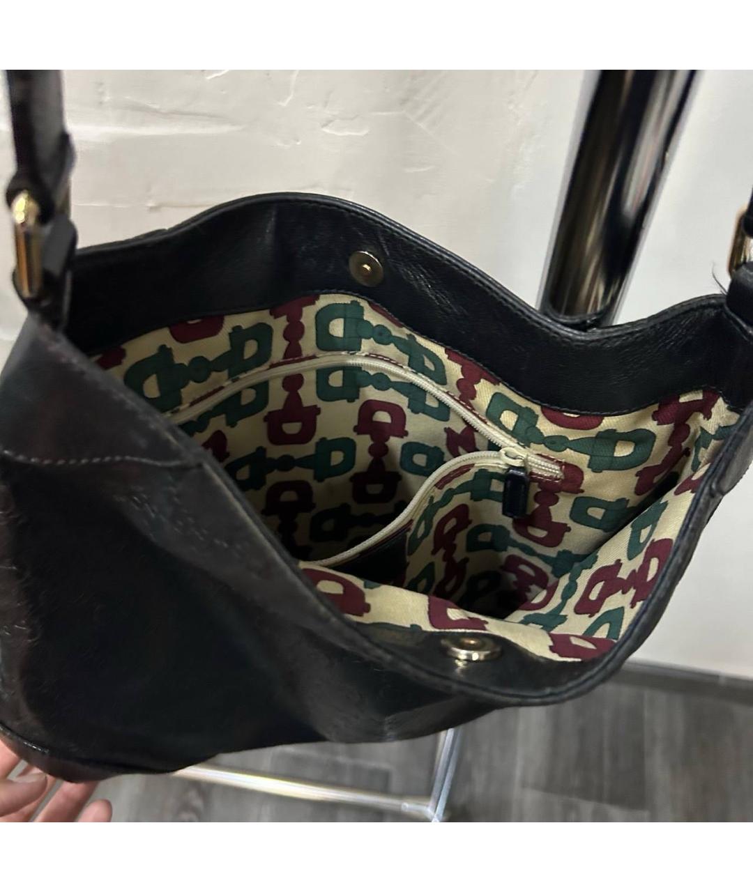GUCCI Черная кожаная сумка тоут, фото 5