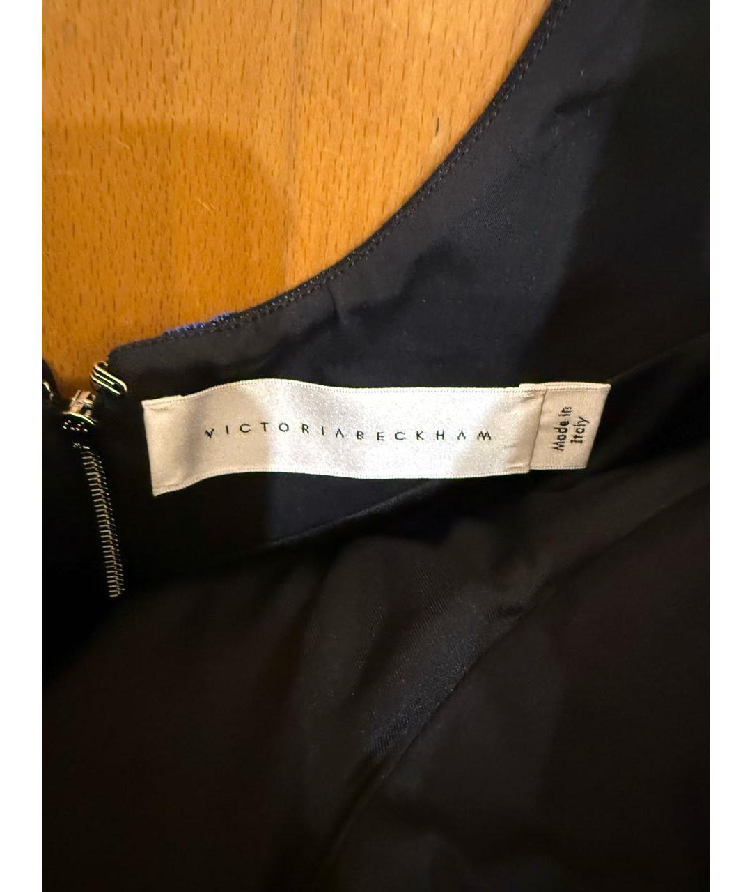 VICTORIA BECKHAM Темно-синее хлопковое коктейльное платье, фото 3