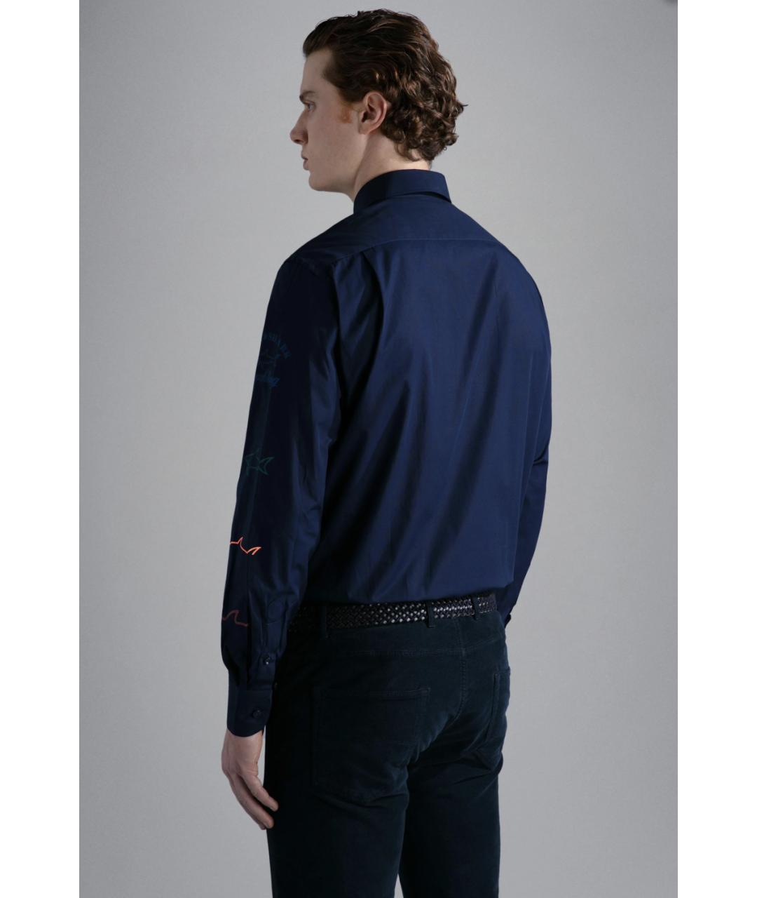 PAUL & SHARK Синяя хлопковая кэжуал рубашка, фото 4