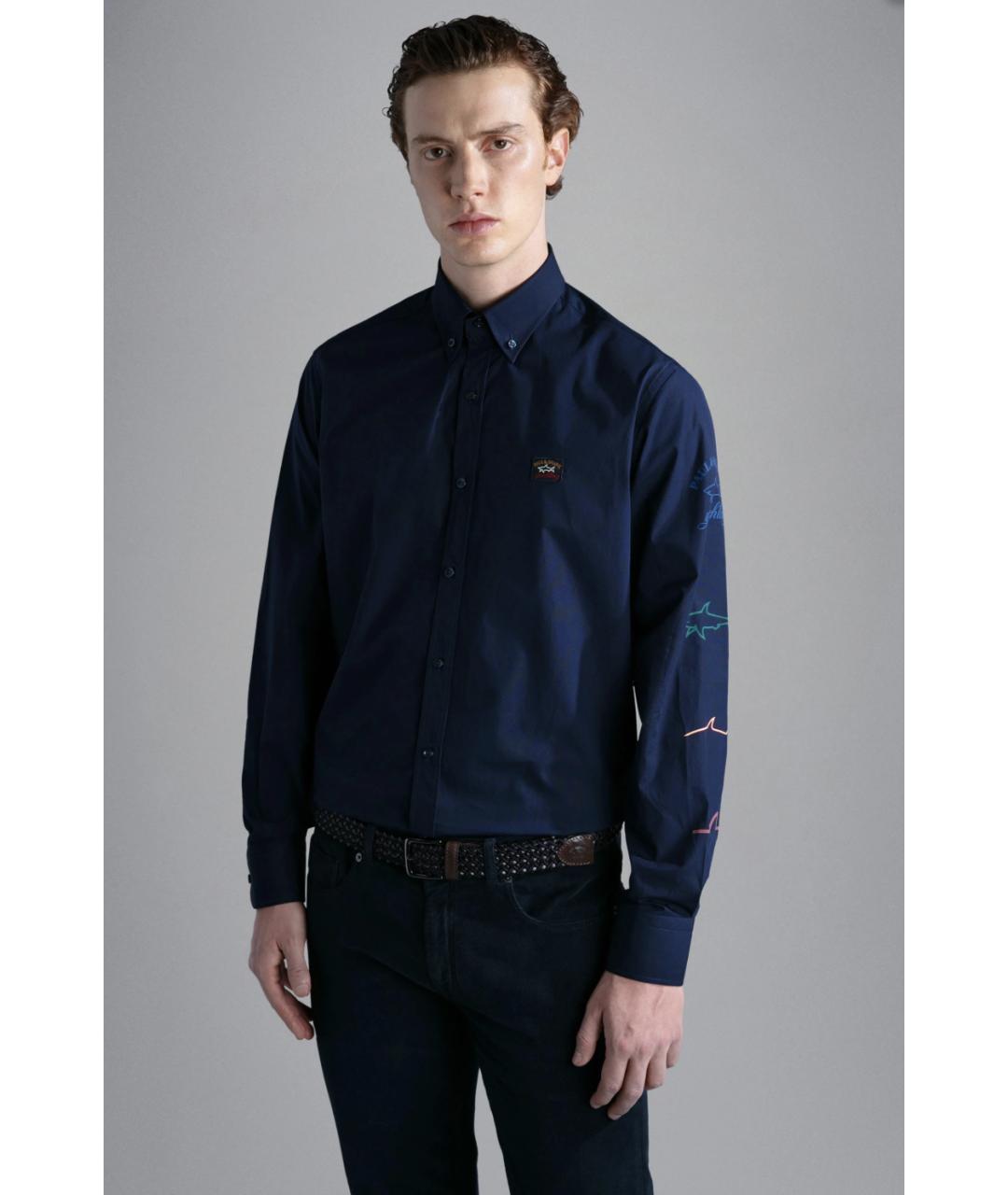 PAUL & SHARK Синяя хлопковая кэжуал рубашка, фото 3