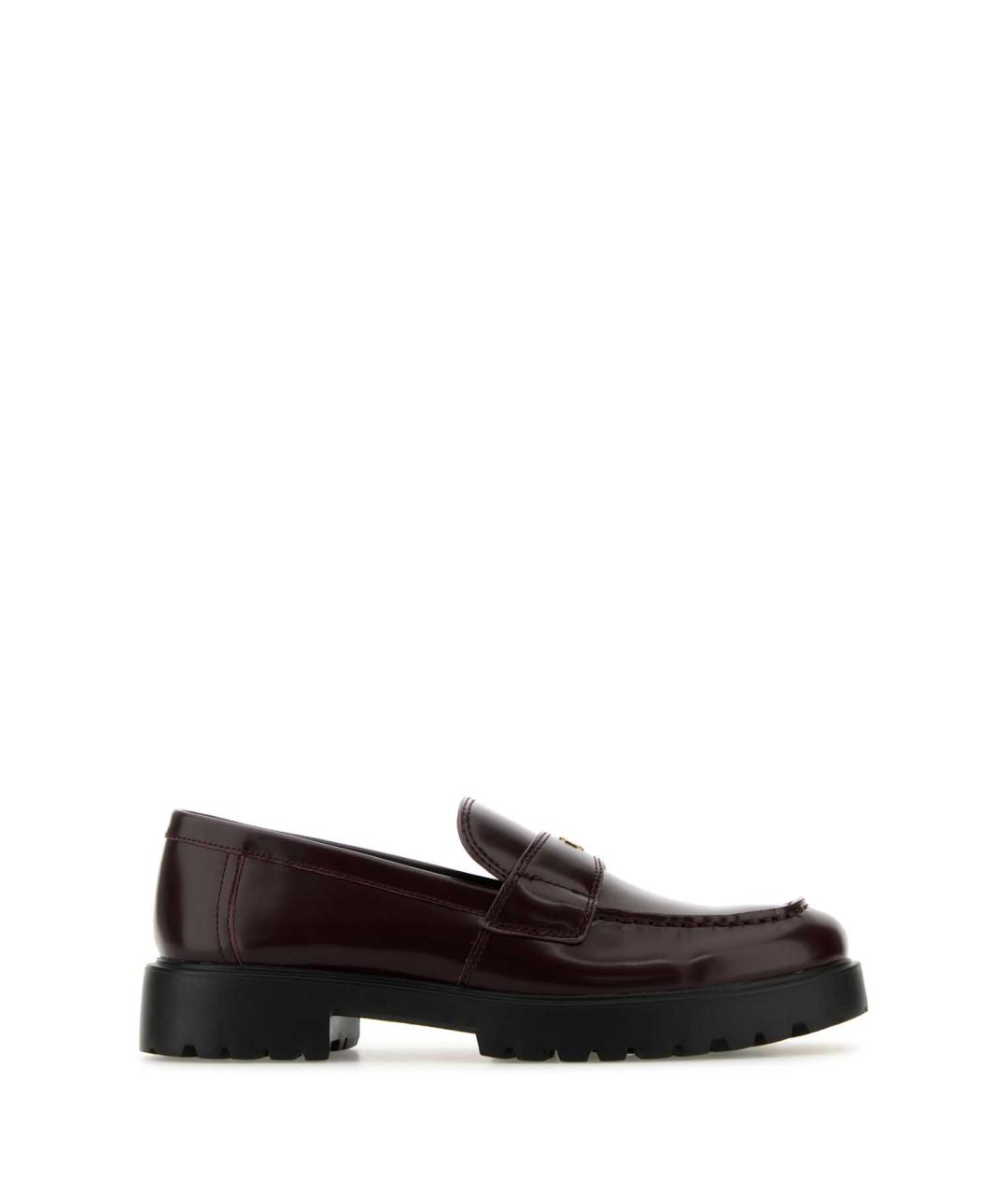 TORY BURCH Бордовые кожаные лоферы, фото 1