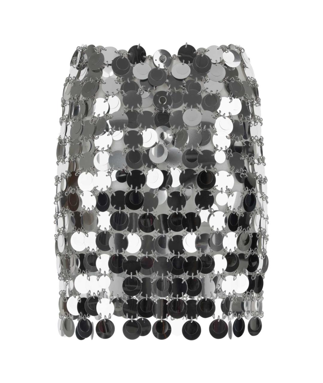 PACO RABANNE Серебряная полиэстеровая юбка мини, фото 2
