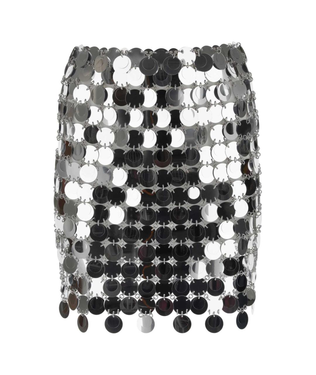 PACO RABANNE Серебряная полиэстеровая юбка мини, фото 1
