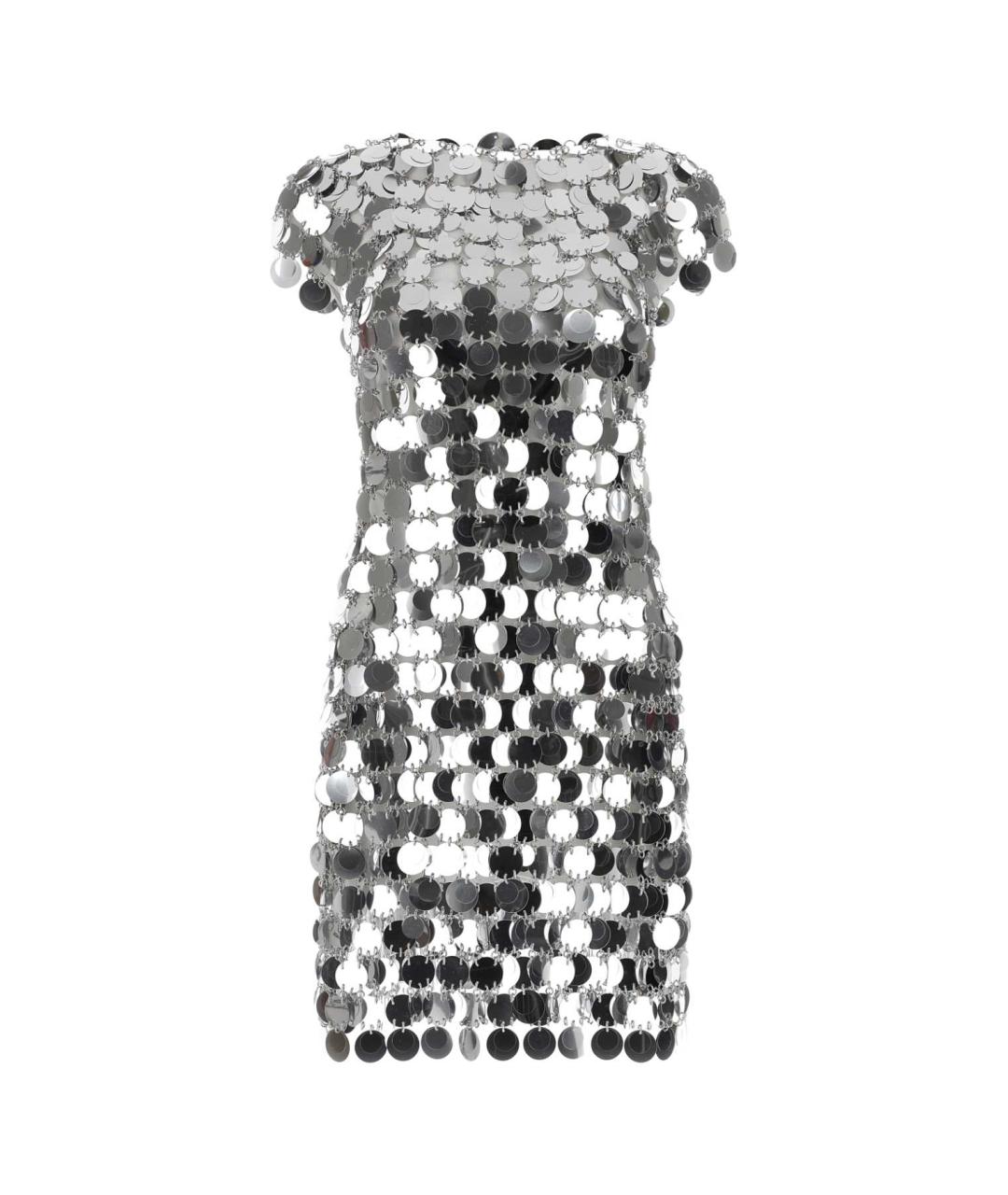 PACO RABANNE Серебряное коктейльное платье, фото 1