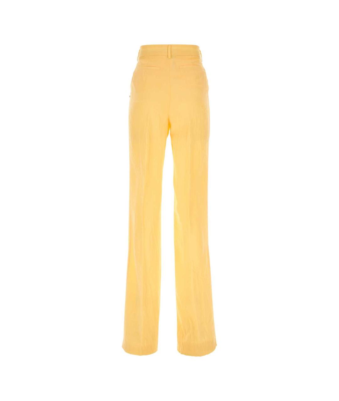 SPORTMAX Желтые вискозные прямые брюки, фото 2