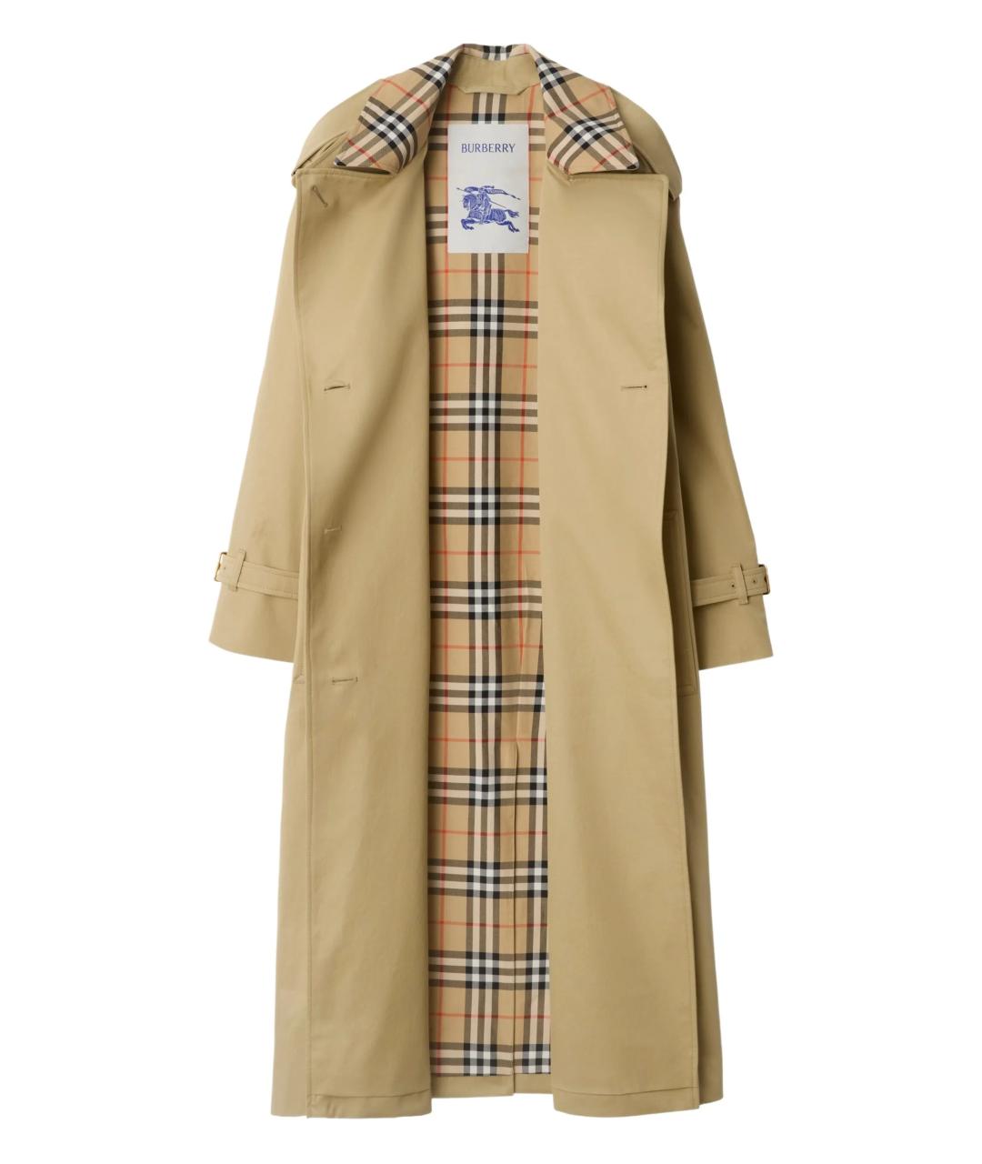 BURBERRY Бежевое хлопковое пальто, фото 3