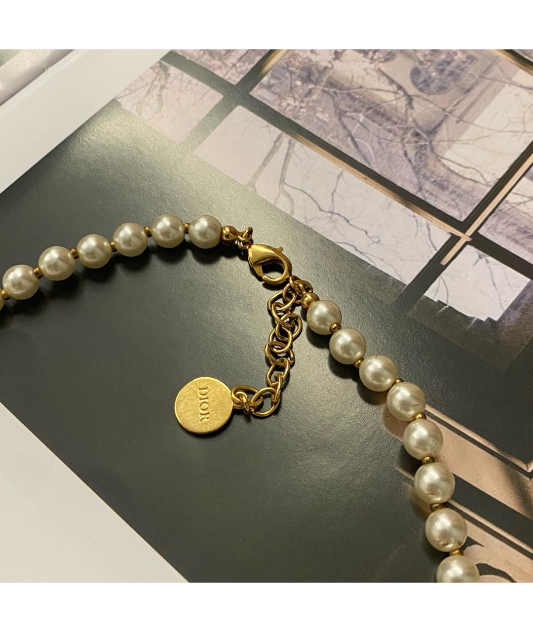 CHRISTIAN DIOR Белое колье из бисера, фото 5