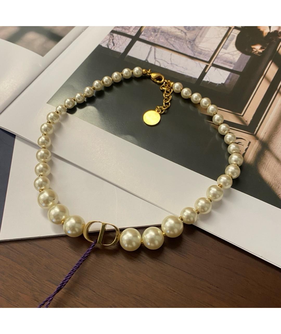 CHRISTIAN DIOR Белое колье из бисера, фото 4
