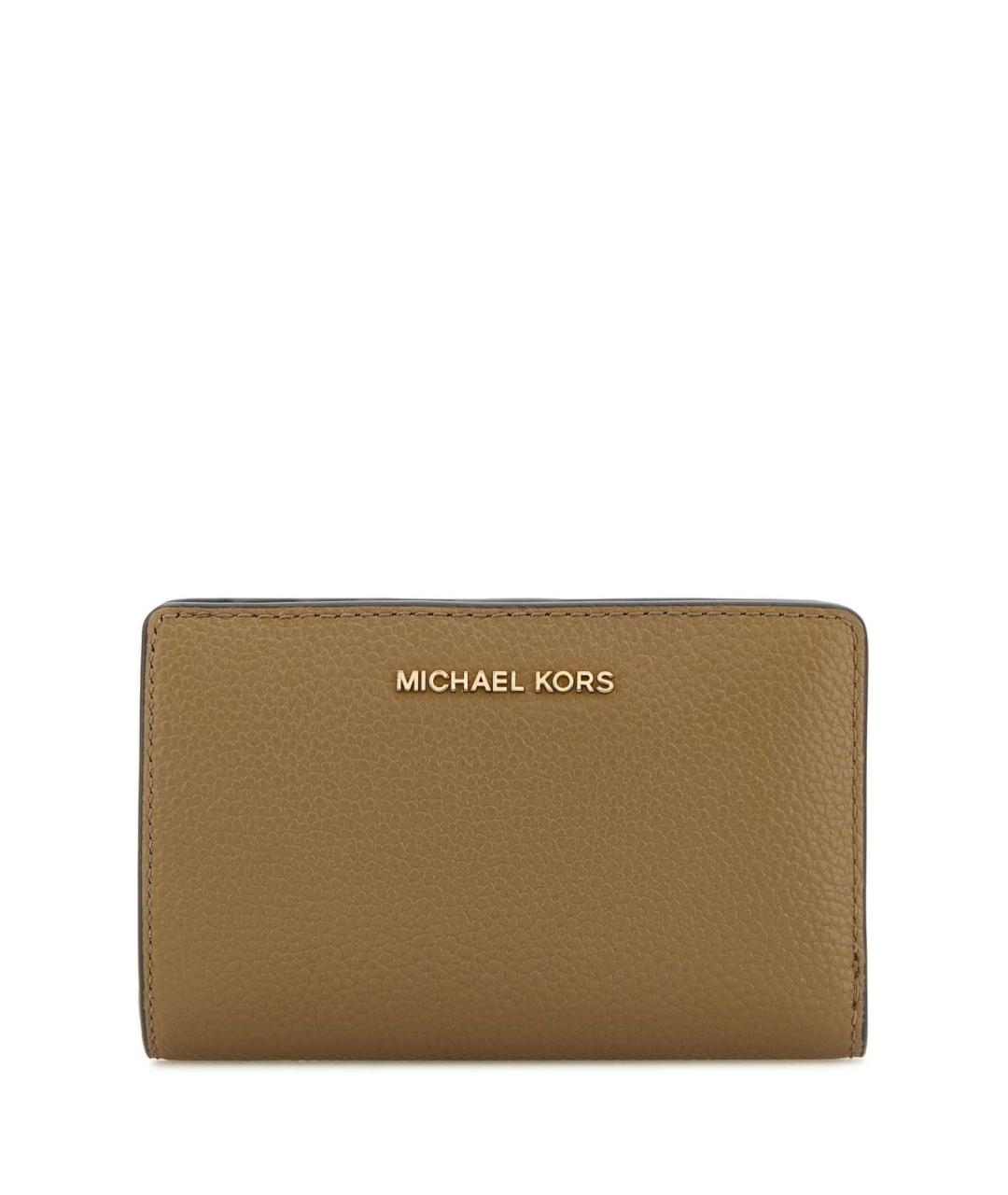 MICHAEL KORS Бежевый кожаный кошелек, фото 1