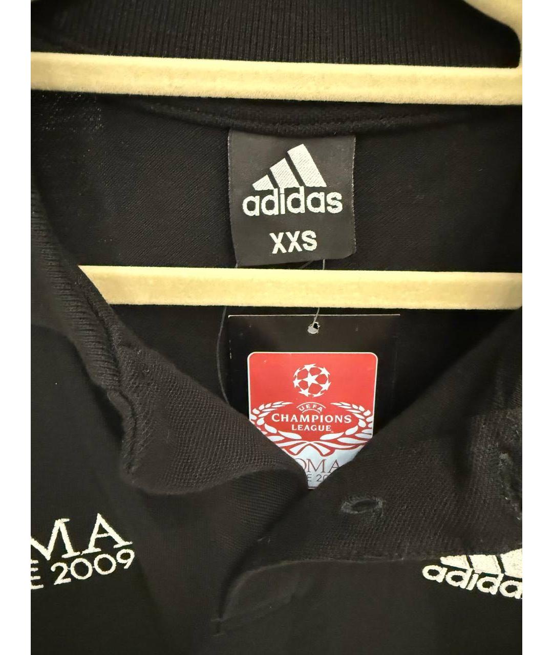 ADIDAS Черное хлопковое поло с коротким рукавом, фото 3
