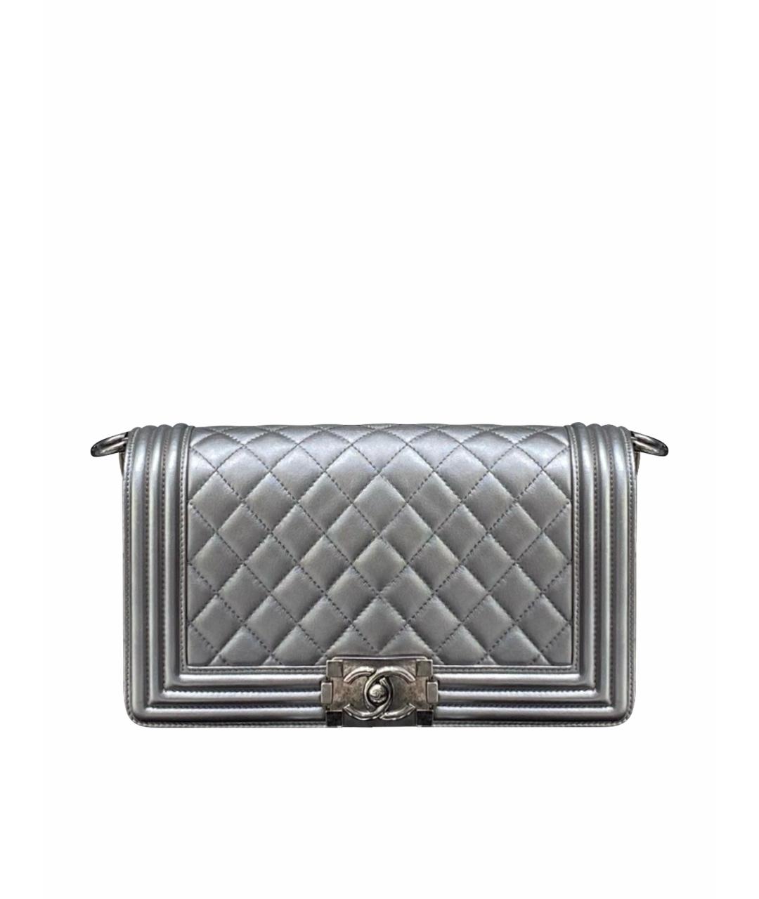 CHANEL Серебряная кожаная сумка через плечо, фото 1