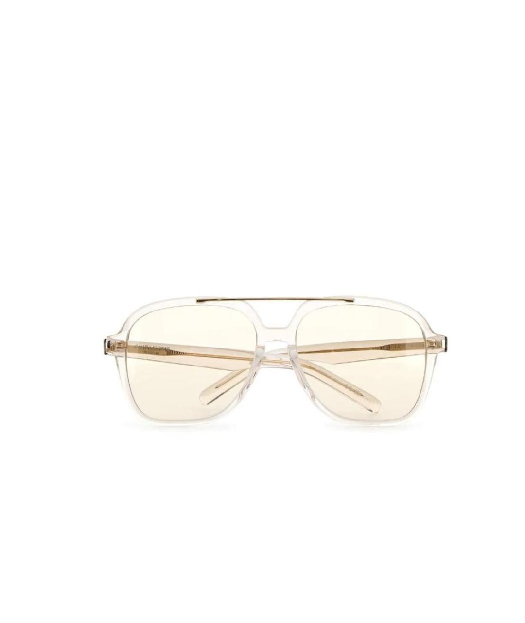 SAINT LAURENT Бежевые пластиковые солнцезащитные очки, фото 4