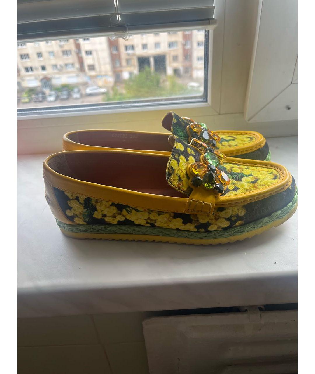 DOLCE&GABBANA Желтые кожаные мокасины, фото 5