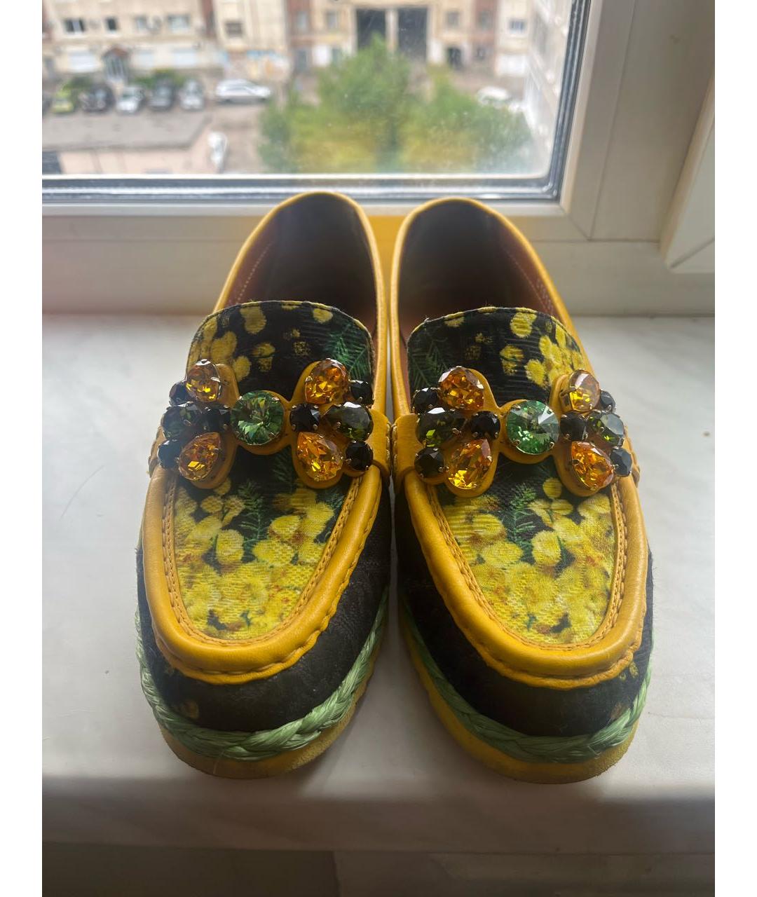DOLCE&GABBANA Желтые кожаные мокасины, фото 3