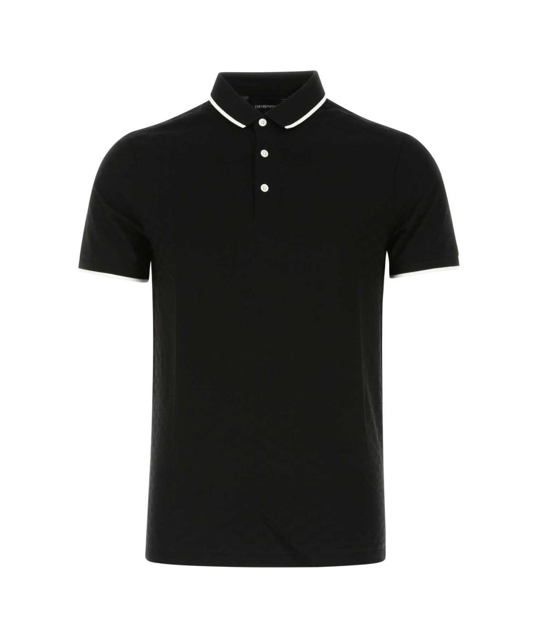 EMPORIO ARMANI Черное хлопковое поло с коротким рукавом, фото 1