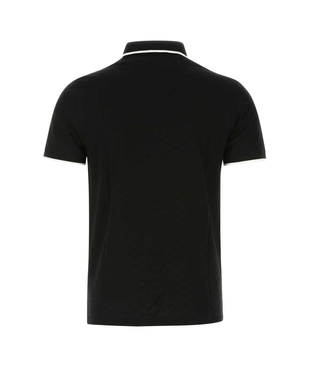 EMPORIO ARMANI Черное хлопковое поло с коротким рукавом, фото 2