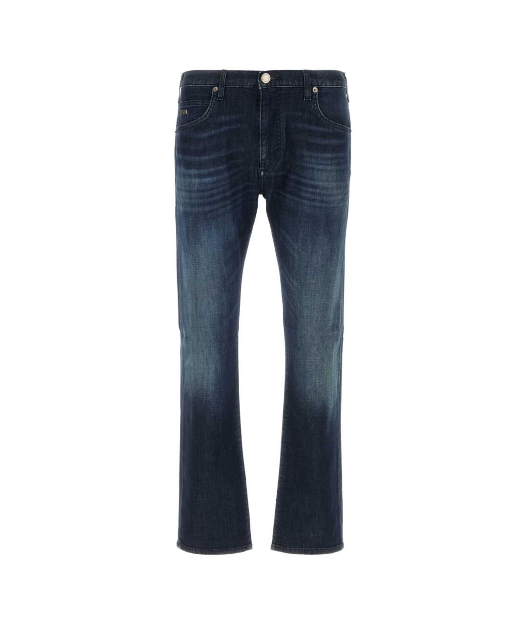 EMPORIO ARMANI Синие хлопко-эластановые прямые джинсы, фото 1