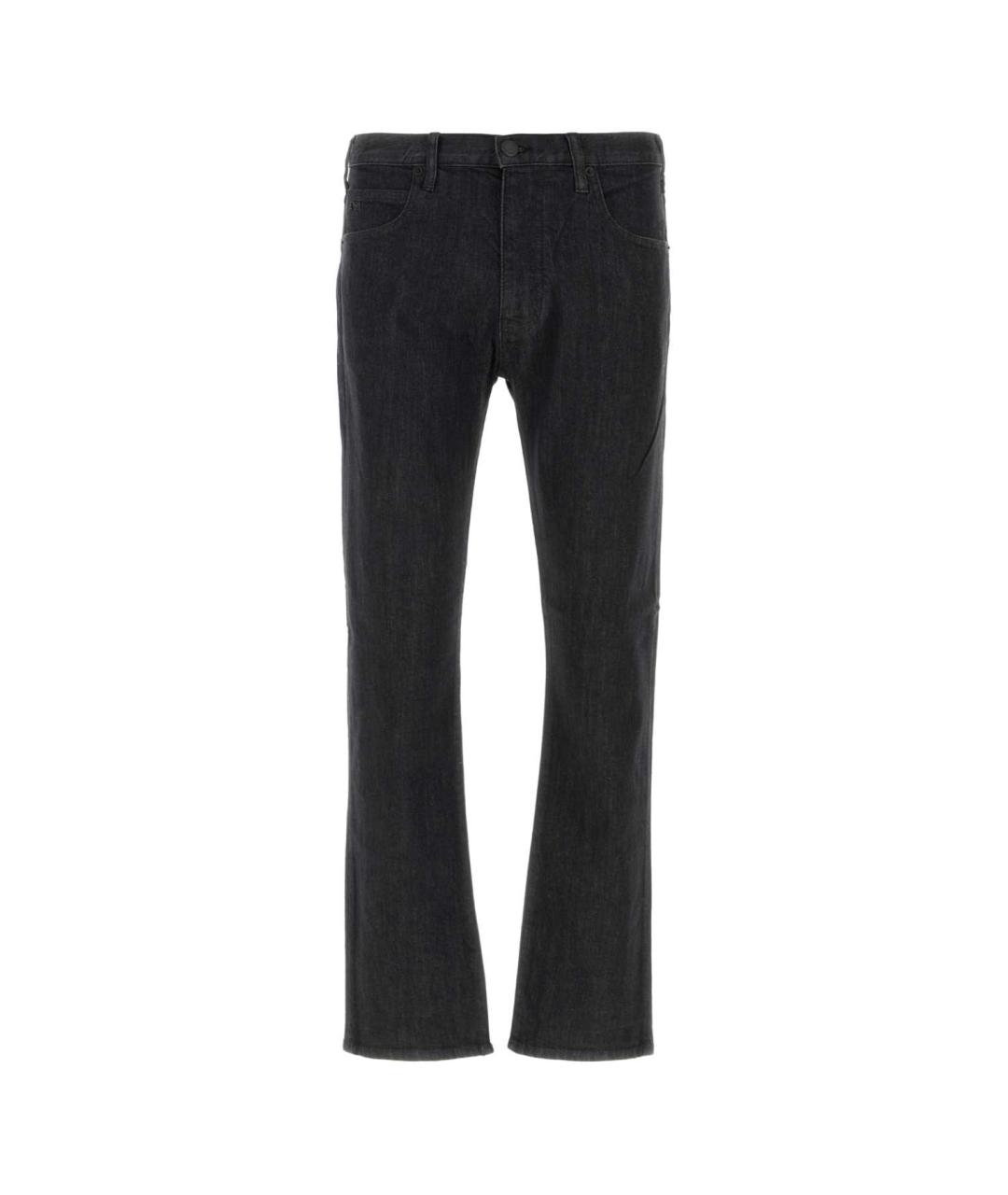 EMPORIO ARMANI Черные хлопко-эластановые прямые джинсы, фото 1