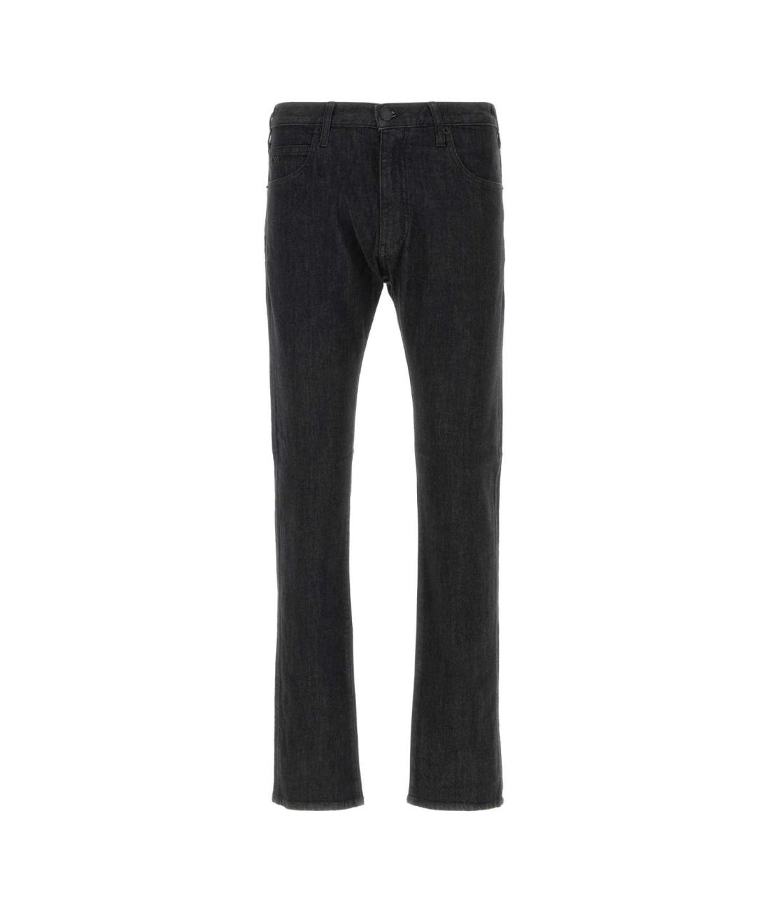 EMPORIO ARMANI Черные хлопко-эластановые прямые джинсы, фото 1