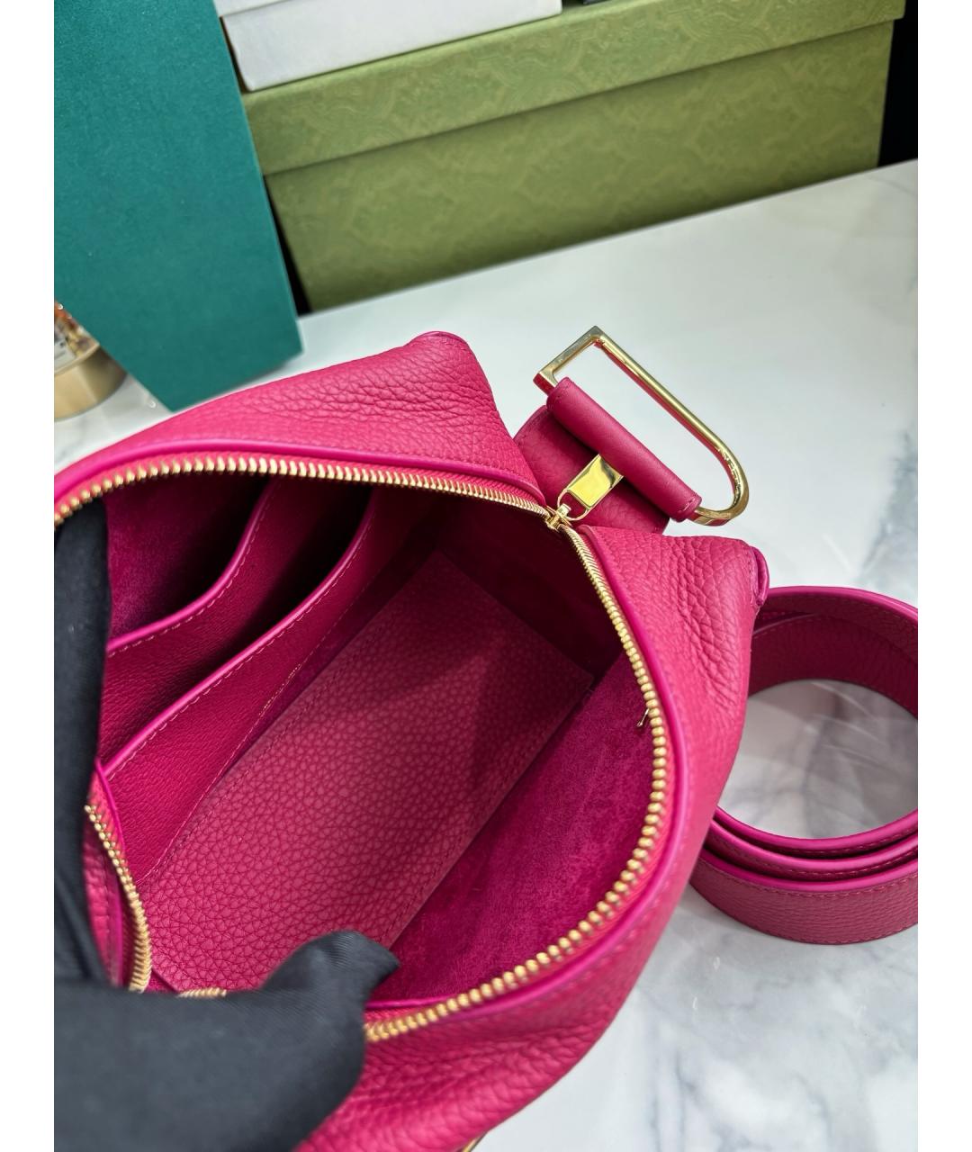 DELVAUX Розовая кожаная сумка с короткими ручками, фото 7