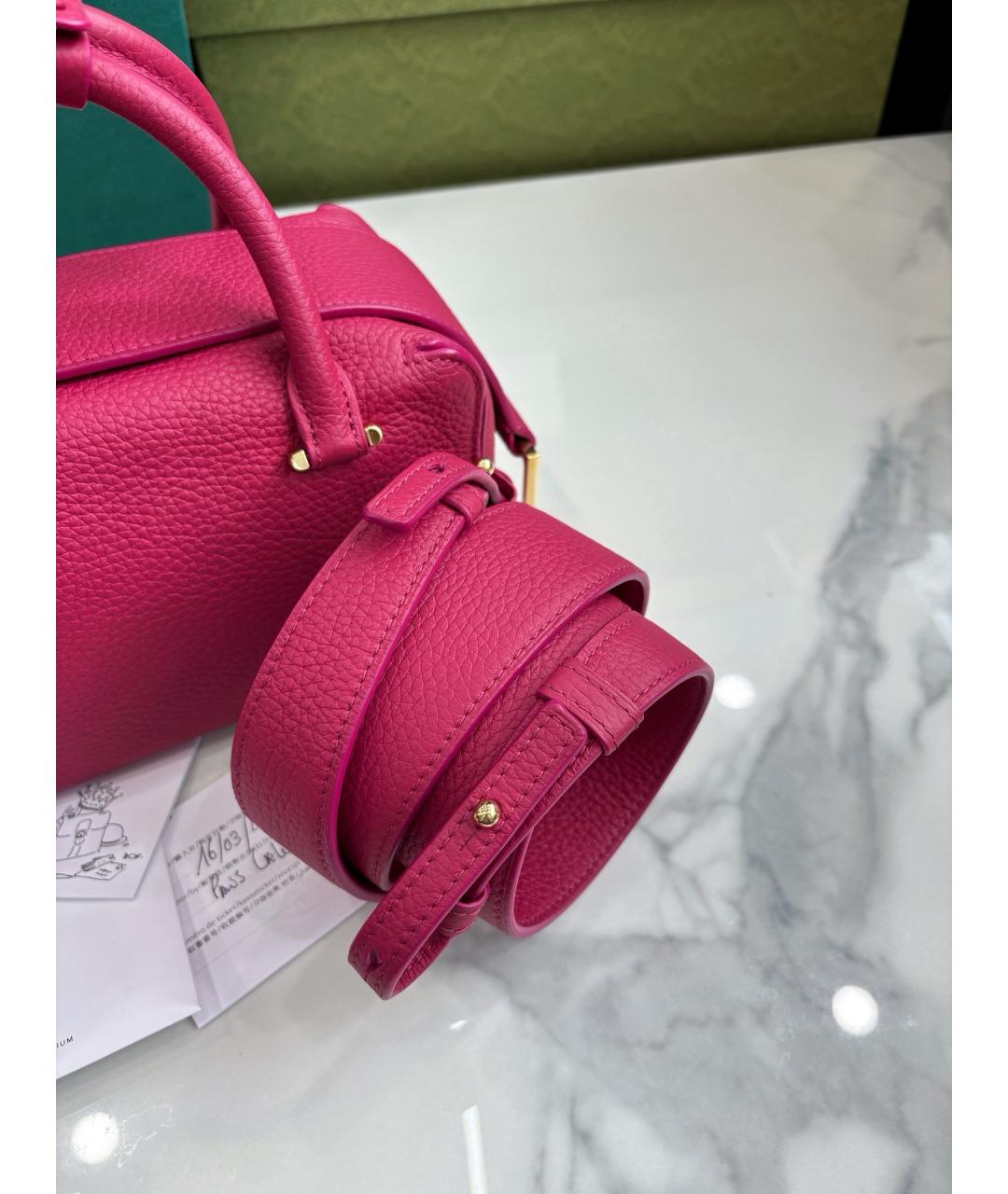 DELVAUX Розовая кожаная сумка с короткими ручками, фото 8