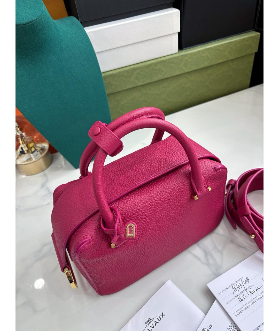 DELVAUX Розовая кожаная сумка с короткими ручками, фото 5