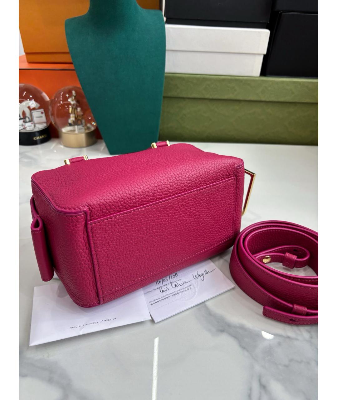 DELVAUX Розовая кожаная сумка с короткими ручками, фото 6