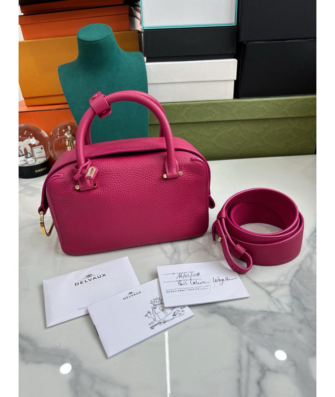 DELVAUX Розовая кожаная сумка с короткими ручками, фото 9