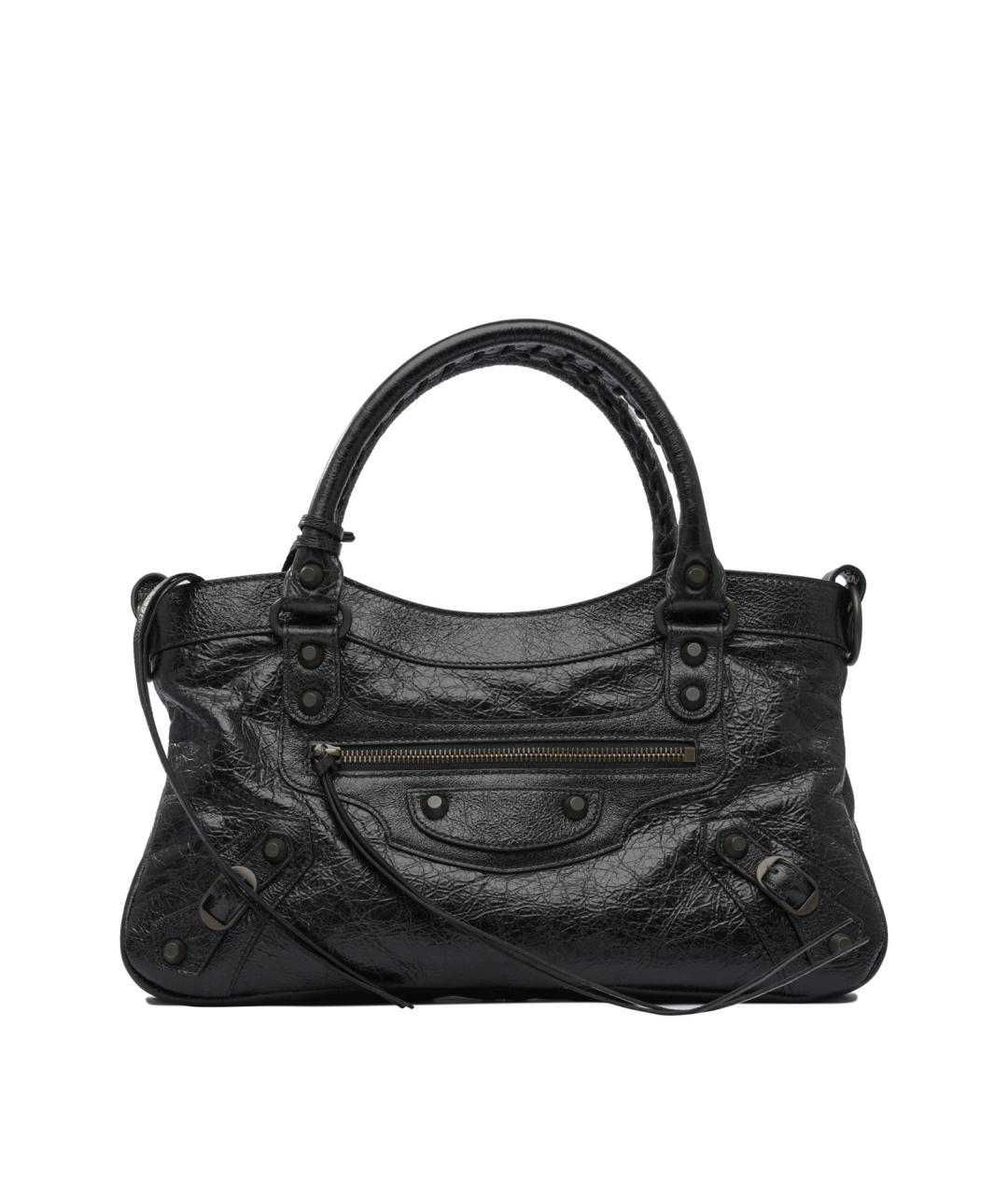 BALENCIAGA Черная кожаная сумка тоут, фото 1
