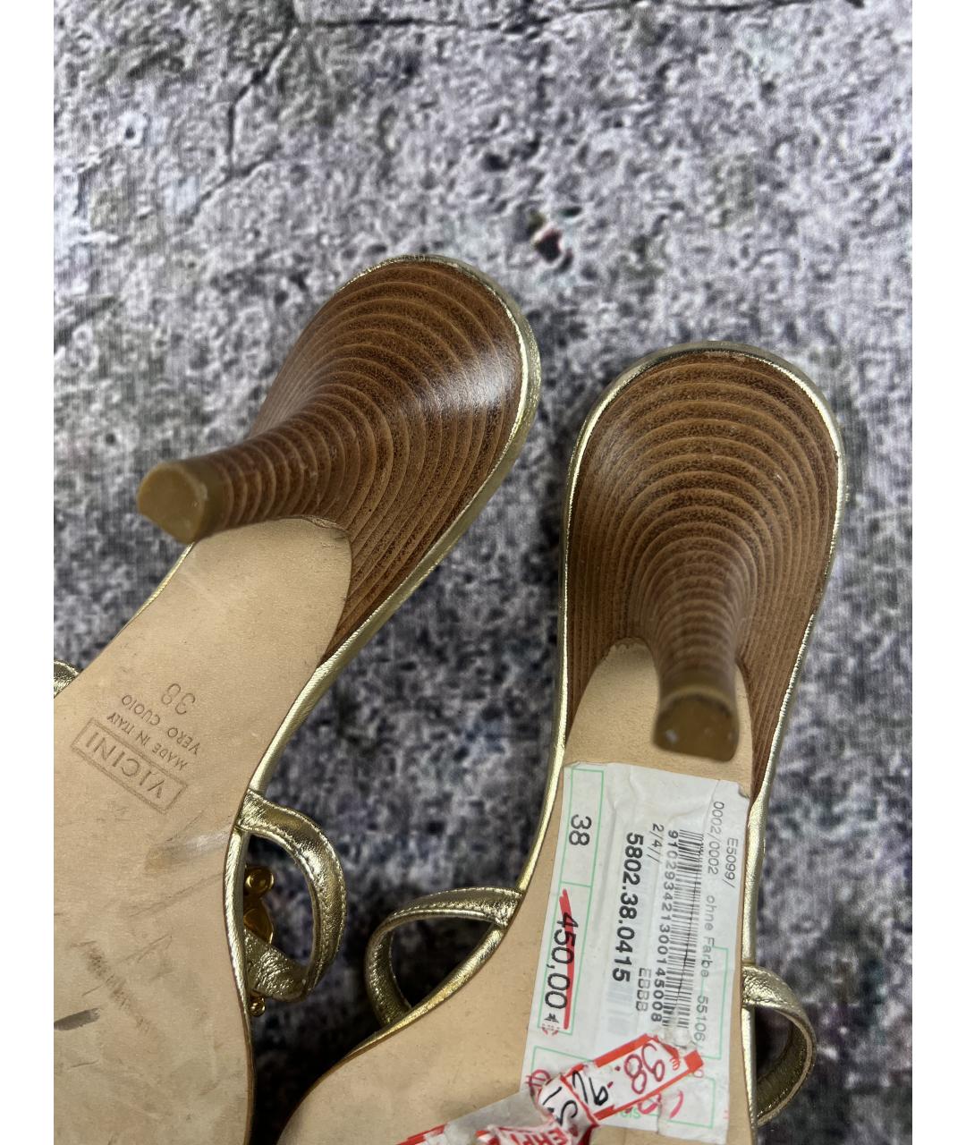 GIUSEPPE ZANOTTI DESIGN Золотые кожаные мюли, фото 5