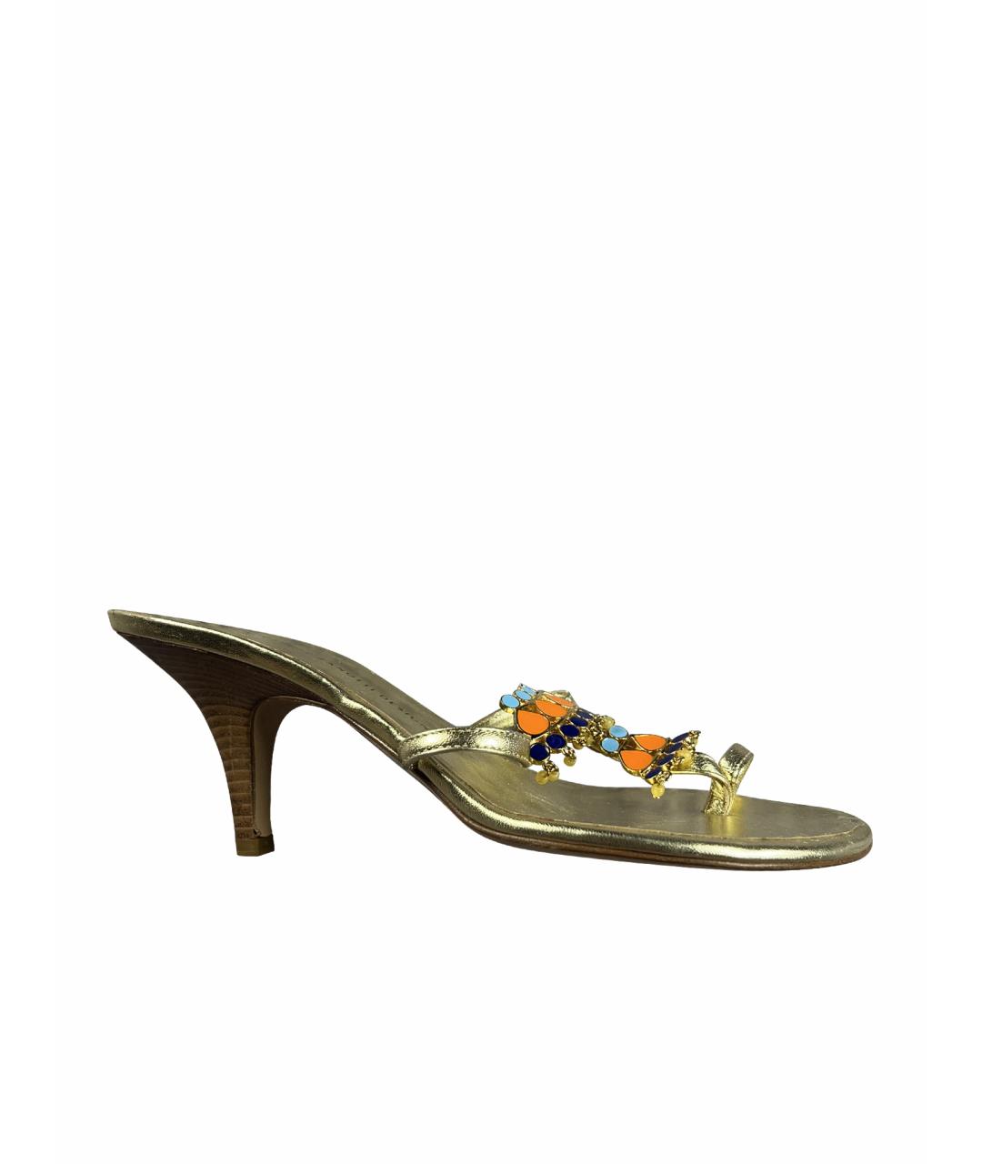 GIUSEPPE ZANOTTI DESIGN Золотые кожаные мюли, фото 1