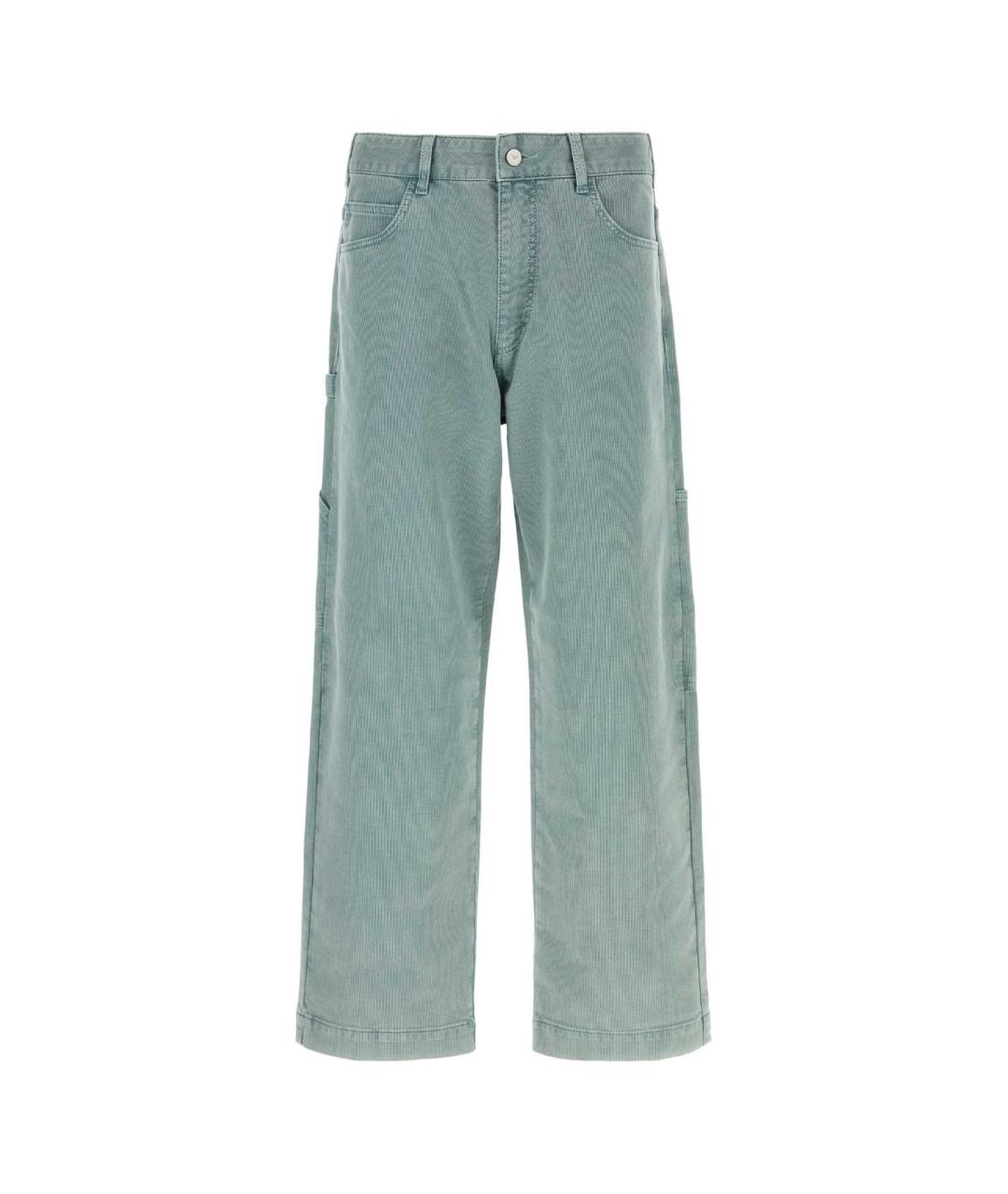 EMPORIO ARMANI Бирюзовые хлопковые повседневные брюки, фото 1